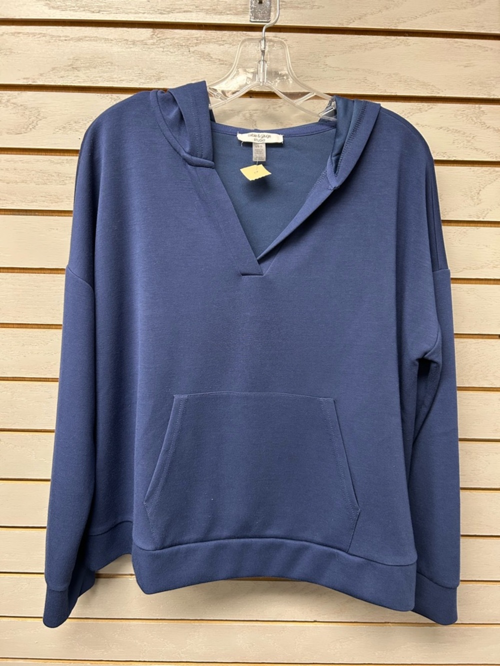 Cable & Gauge Navy V-Neck Hoodie Sweatshirt